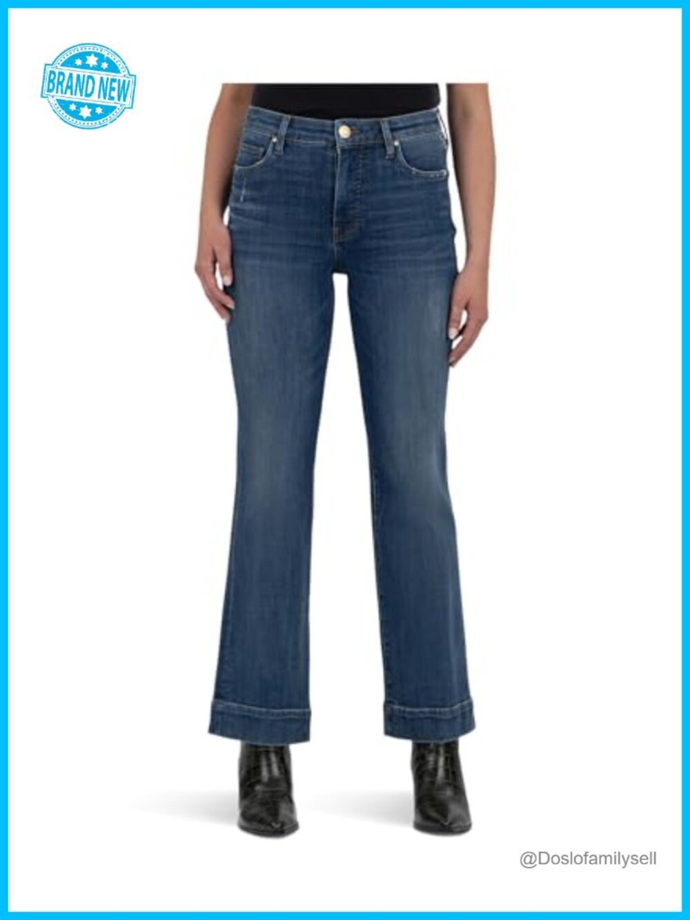 High Rise Fab Ab Ankle Flare Jeans Wide Hem Cropped Kick Flare